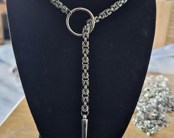 Chainmail O Ring Slip Chain. Byzantine Chain. Spiked Choker. Day Collar. Gothic. Punk. Alternative. Grunge. Rave Outfit. Barbed wire.