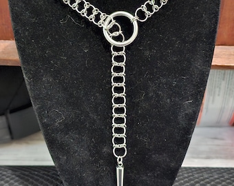Chainmail O Ring Slip Chain. Spiked Choker. Industrial Necklace. Day Collar. Gothic. Punk. Alternative. Grunge. Rave Outfit.