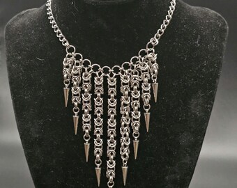 Spiked Chainmail Choker. Byzantine Chain. Gothic. Punk. Festival Wear. Renaissance Faire. Spiked Choker. Alt. Grunge. Rave outfit