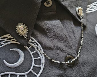Victorian Collar Pin Chain. Tooth Collar Pins. Collar Chain. Collar Pin. Collar Clips. Lapel pin. Gothic Punk Jewelry. Dentist gifts