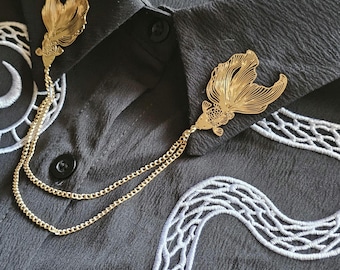 Goldfish Collar Pin Chain. Gold Collar Chain. Collar Pin. Collar Clips. Lapel pins. Fish gifts