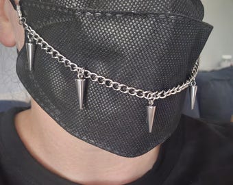 Stainless Steel Spike Mask Chain. Mask Chain Punk.  Gothic. Face Mask Charm jewelry