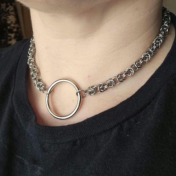 Chainmail Necklace. Day Collar. O Ring Choker. Byzantine Chain 