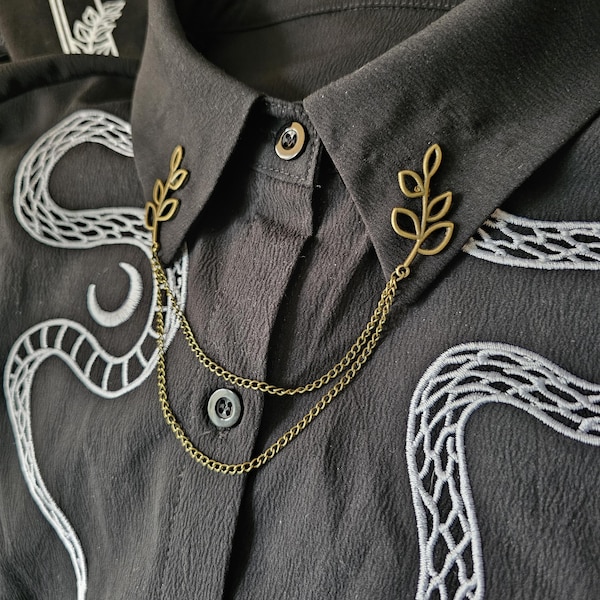 Collar Pin Double Chain. Collar Chain. Collar Pin. Leaf Collar Pins. Collar Clips. Collar Pendant. Victorian Jewelry. Lapel pins.