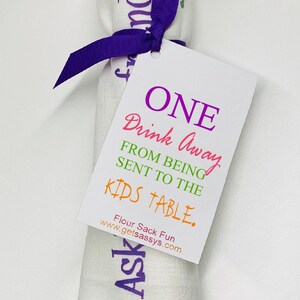 Flour Sack Towel,One drink away,Kitchen Towel,Funny Saying,White Cotton Towel,Hostess Gift,Funny Towel,Hand Towel,Dish Towel,
