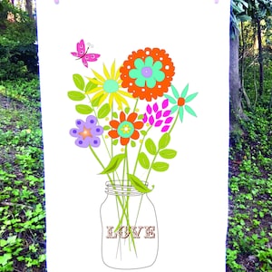 Wildflower Mason Jar Flour Sack Towel: Love Design