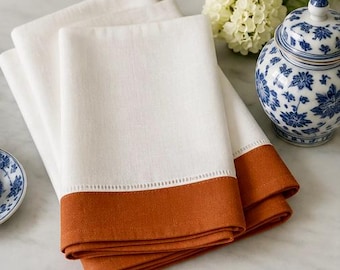 Set of 6 Chestnut Linen Tea Towels | Premium Linen Kitchen Towels | Farmhouse Kitchen Decor | Neutral Linen Dish Towels | Housewarming Gift
