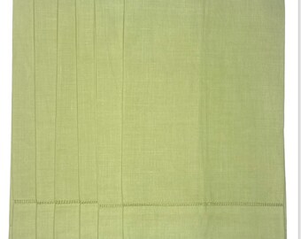 6PK-Sage Green Solid Linen Hemstitch Fingertip Towels 14X22 100% Pure Linen Ladder Hemstitched Tea Towels Embroidery Monogram Guest Towels