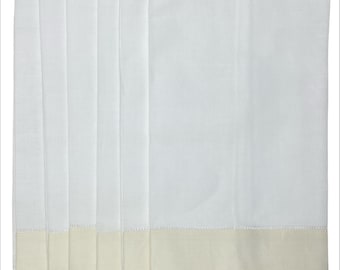 Cream Linen Hemstitch Fingertip Towels - Set of 6