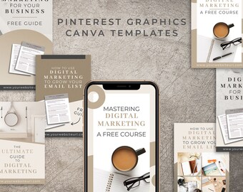 MINK - Canva Pinterest Templates in Two Sizes - Standard and Tall Pinterest Graphics Templates