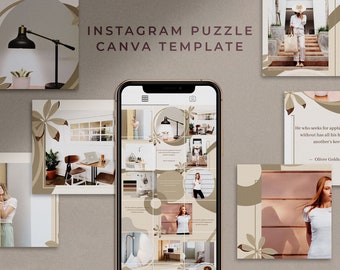 MINK - Canva Instagram Puzzle Template Uncut. This Template Creates 18 Square Instagram Posts.