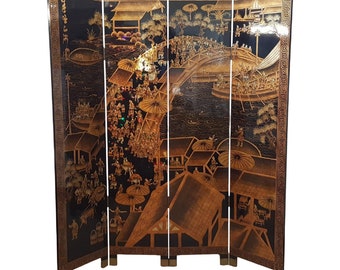 Oriental Asian Coromandel Room Divider Black lacquered (shipping not included)