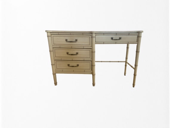 Henry Link  faux Bamboo 4 Drawer Desk Hollywood regency straight corners SHIPPING NOT INCLUDED
