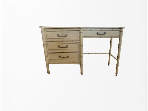 Henry Link  faux Bamboo 4 Drawer Desk Hollywood regency straight corners SHIPPING NOT INCLUDED