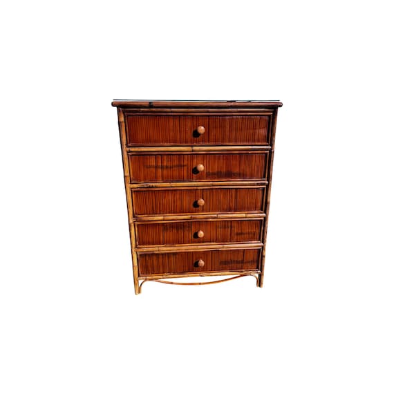 Vintage Coastal Split Reed Chest of Drawers