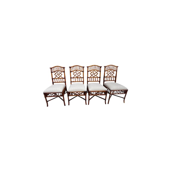 Lexington Tommy Bahama  Rattan Chinese Chippendale Dining chairs lot of 4