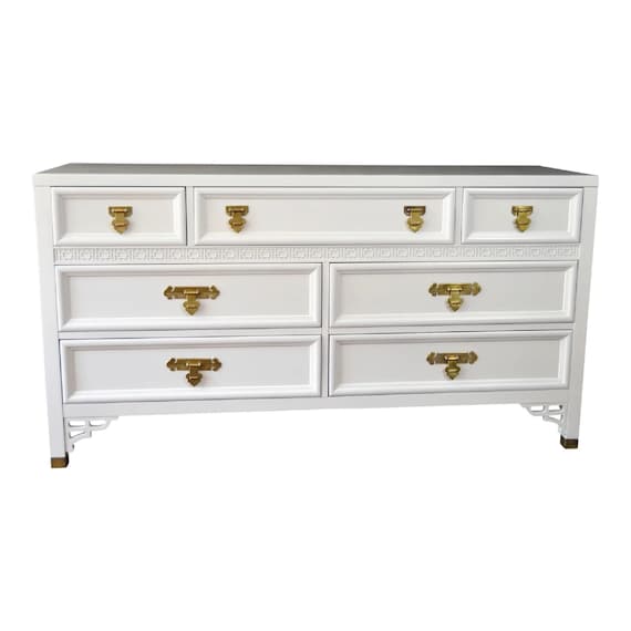 Dixie Shangri La  Fretwork Dresser High Glossy White  Vintage Shipping NOT  Included