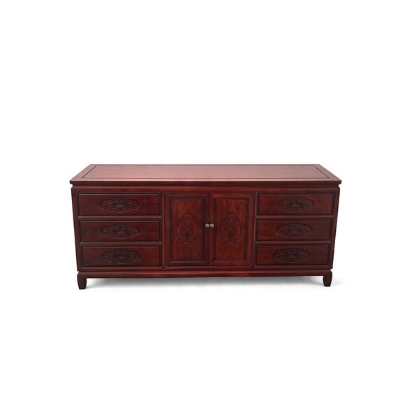 Vintage Solid Rosewood Credenza Cabinet Sideboard  Oriental Dresser