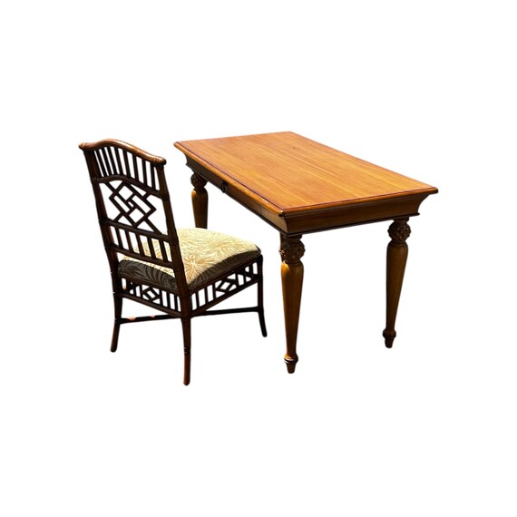 Tommy Bahama Writing desk single drawer with Chippendale bamboo chair