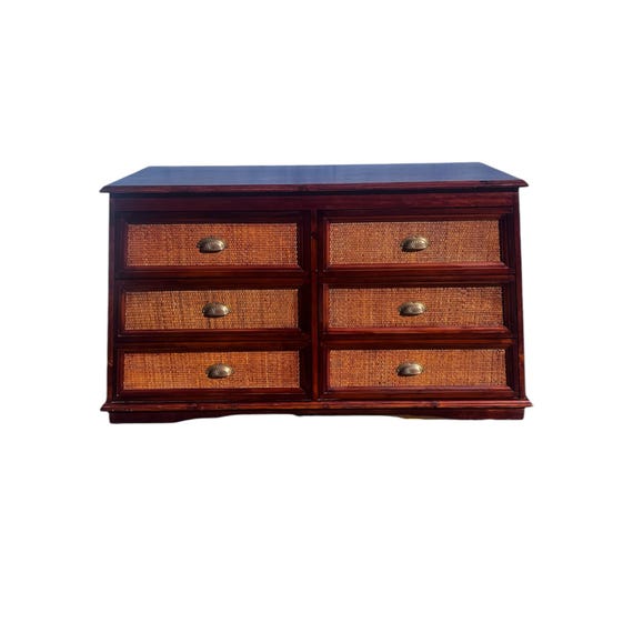 Pier 1 imports Pyramid collection wicker and wood 6 drawer dresser