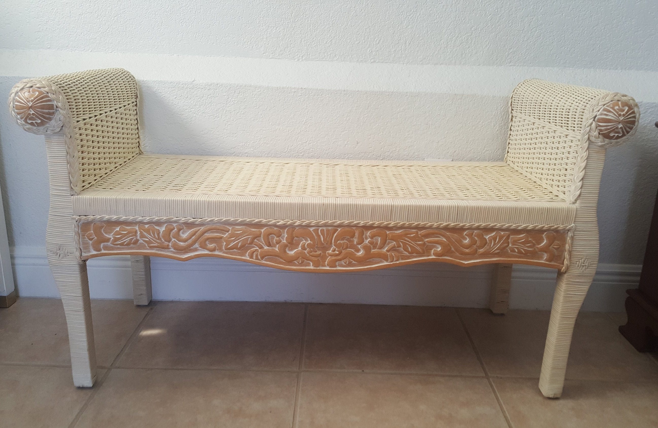 Pier One Jamaica Imports wicker wood Bed Bench Pier 1