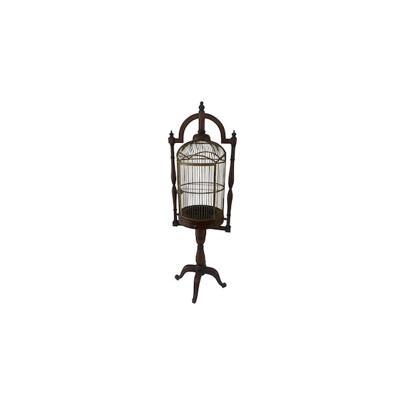 English Campaign Style Hanging Bird Cage H 70.75"