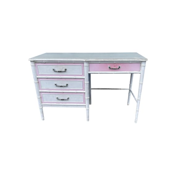 Henry Link  faux Bamboo 4 Drawer Desk Hollywood regency