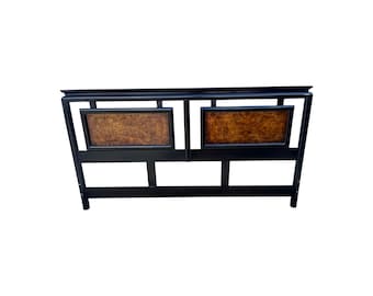 CENTURY Chin Hua Chinoiserie Black Lacquered King Size headboard Raymond Sabota