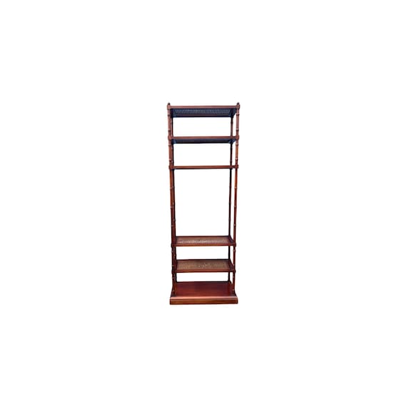 Hickory chair co cane/glass faux bamboo etagere