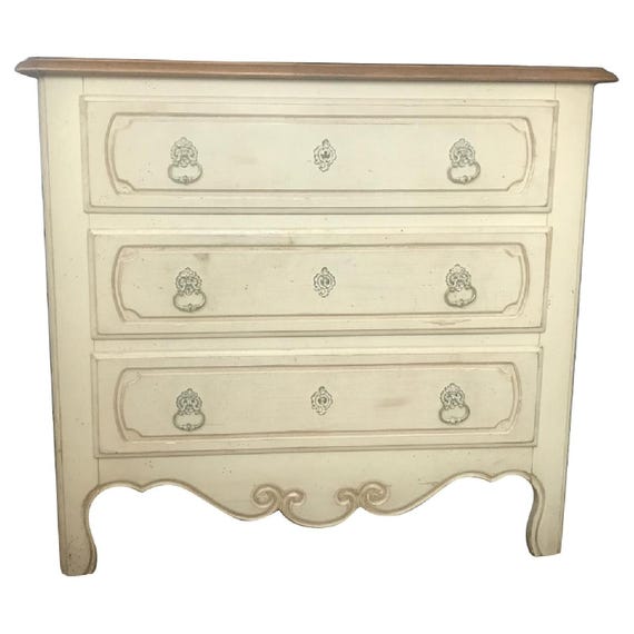 Vintage Ethan Allen French Three Drawer Chest Nightstand