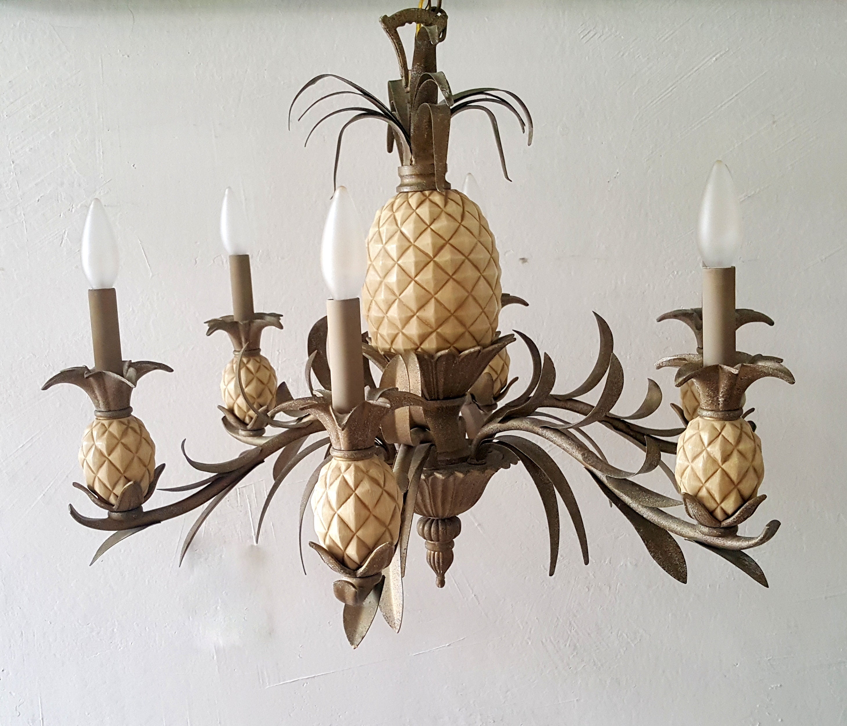 Palm Beach Island Style Tole Pineapple Chandelier 6 Arms -  Canada