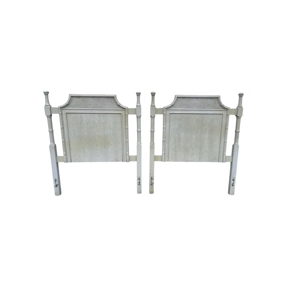 Pagoda Faux Bamboo Twin Headboards Pair