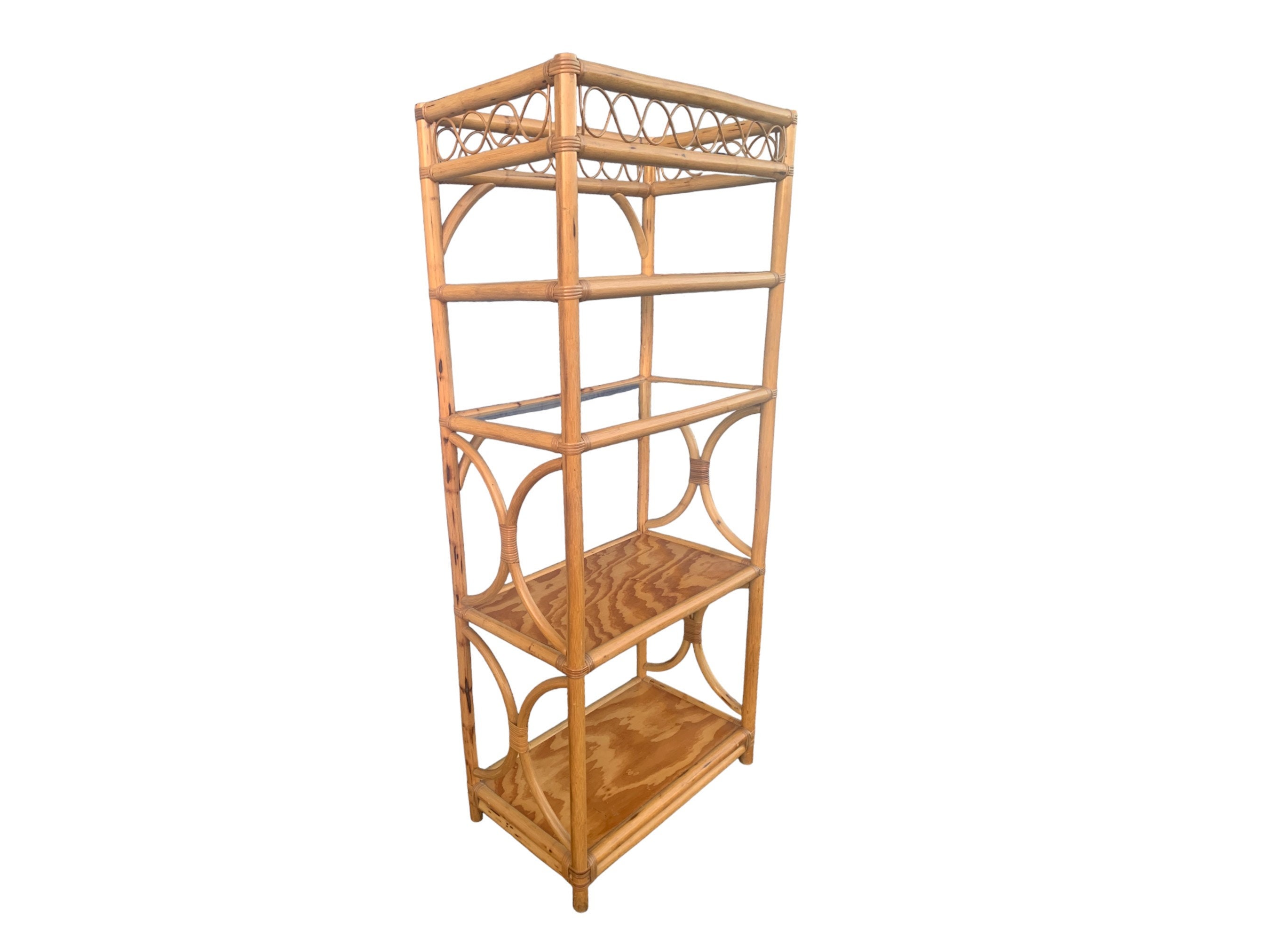 Upcycle Rattan Bookcase Vintage Coastal Rattan Bookcase Etagere - Etsy