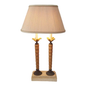 Maitland - Smith table lamp double lights with cut Mactan stone base