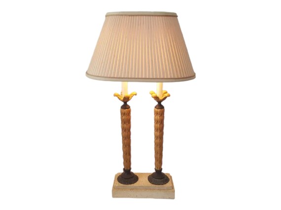 Maitland - Smith table lamp double lights with cut Mactan stone base