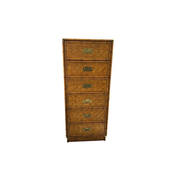 Dixie Flatweave Lingerie Chest-Campaign Coastal Herringbone Wicker Vintage