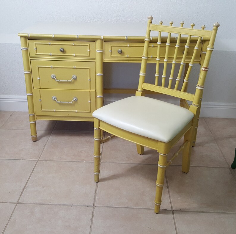 Thomasville Allegro Faux Bamboo Desk and Chair SHIPPING NOT Etsy