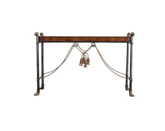 Egyptian Revival Neoclassical -Style Leather Top Console table by Maitland Smith