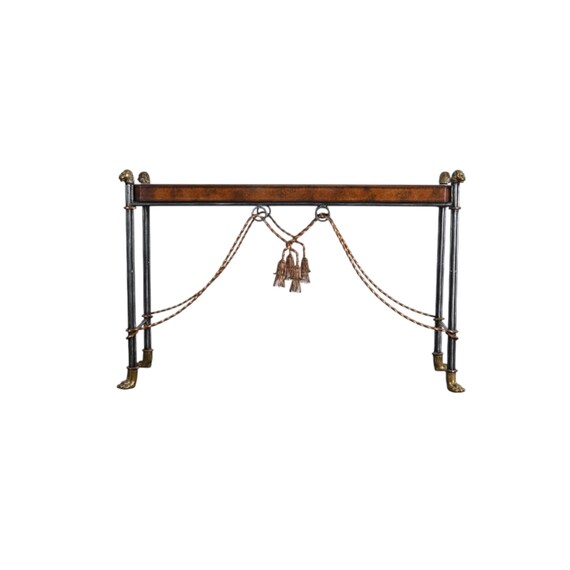 Egyptian Revival Neoclassical -Style Leather Top Console table by Maitland Smith