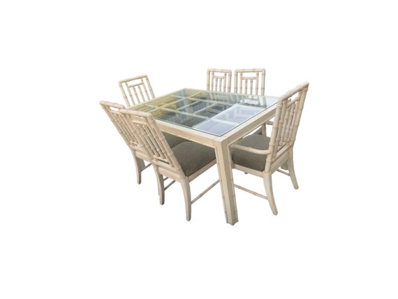 Faux Bamboo Chinese Chippendale 7-Piece Dining Set