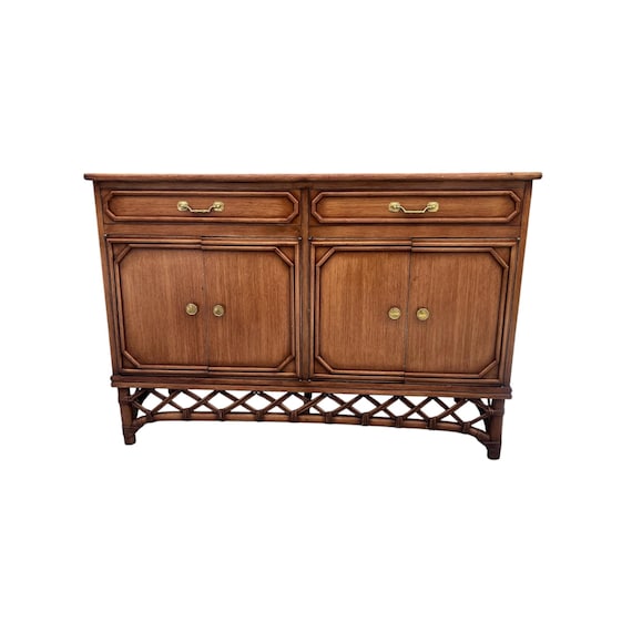 RARE Ficks Reed Dresser Buffet Server Sideboard Faux Bamboo file Cabinet