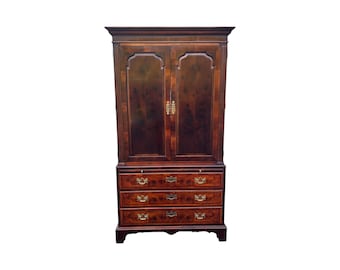 Henredon Aston Court Collection Georgian Banded Burled Armoire / TV cabinet