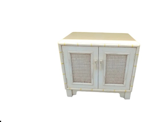 Faux Bamboo Accent Storage Table