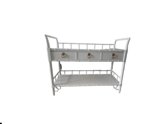 Thomasville Allegro faux bamboo bar cart White Fretwork server