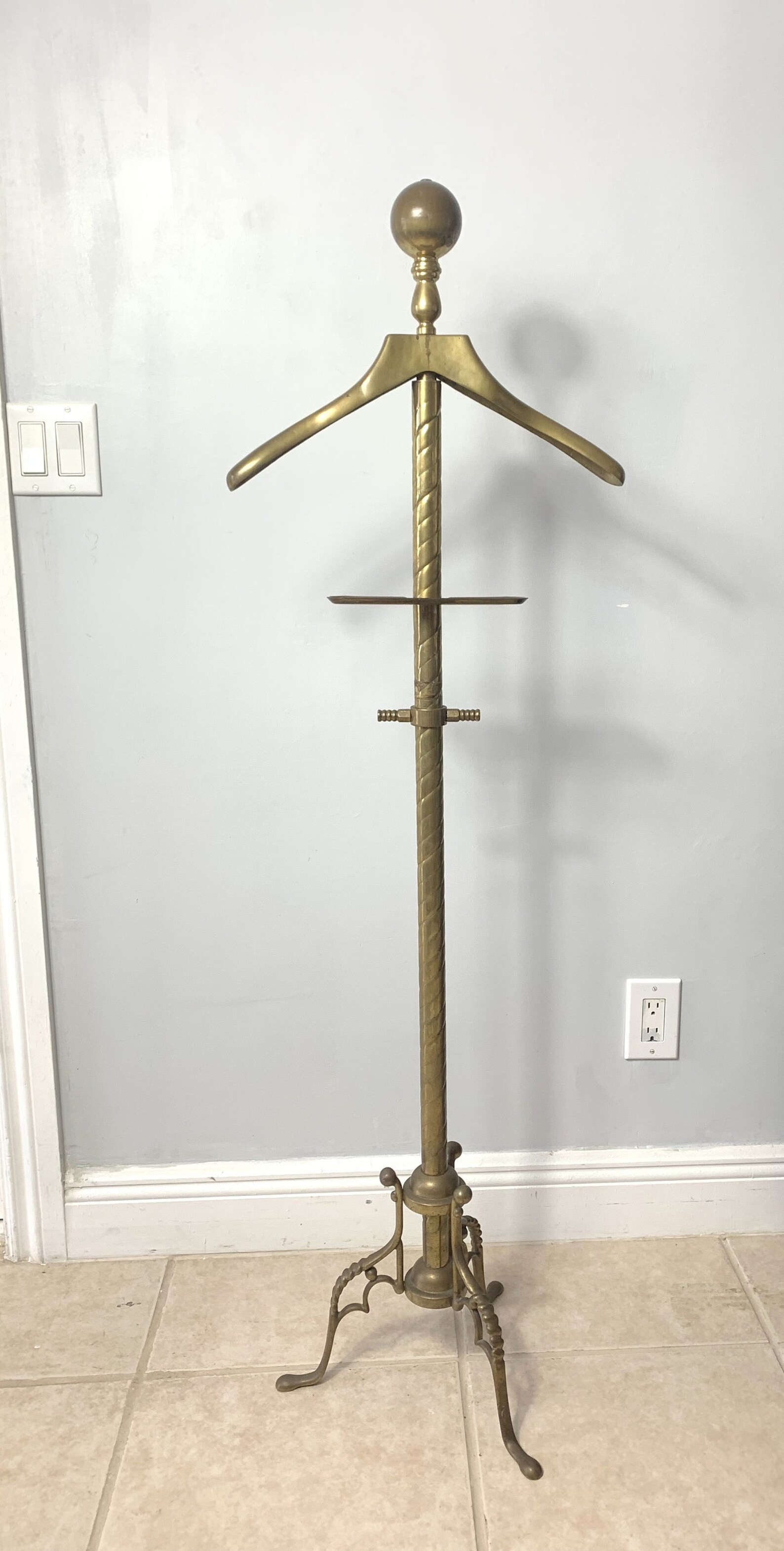Vintage Brass Clothing Valet Butlers Rack Dressing Stand Coat Etsy