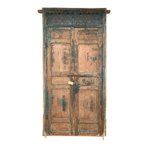 Real Old Wood and Wrought iron grate double door Moroccan Style Mid 19 Century
