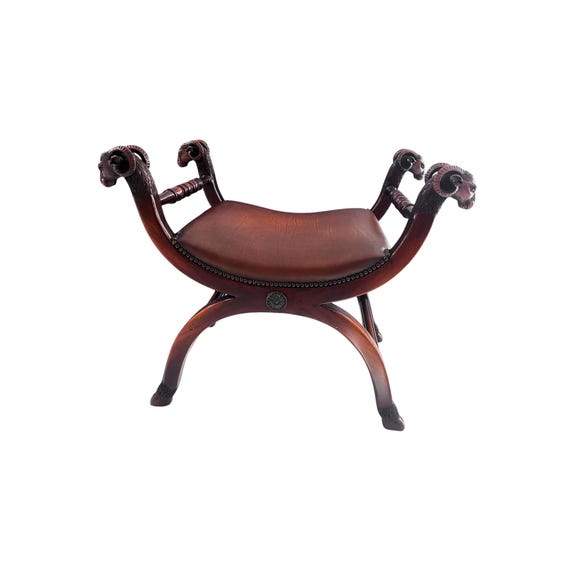 Rams Head Regency Mahogany Bench attributed to Theodore Alexander