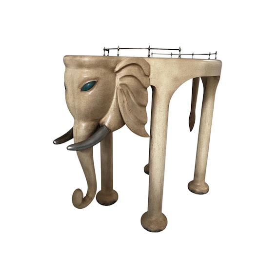 Hollywood regency Marge Carson Elephant Bar Rolling Table cart
