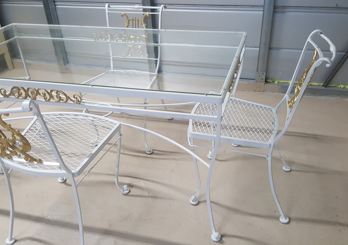 Vintage Woodard Furniture Co. Wrought Iron and Aluminum Dining Etsy