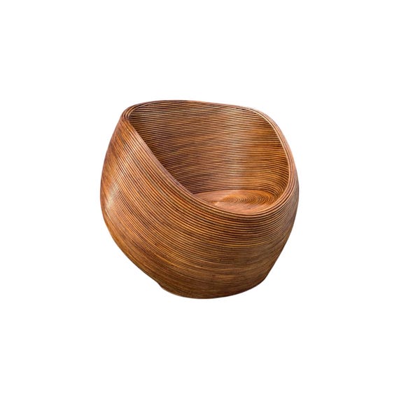Vintage Pencil Reed Pod Chair in the Style of Gabriella Crespi/Vivai del Sud